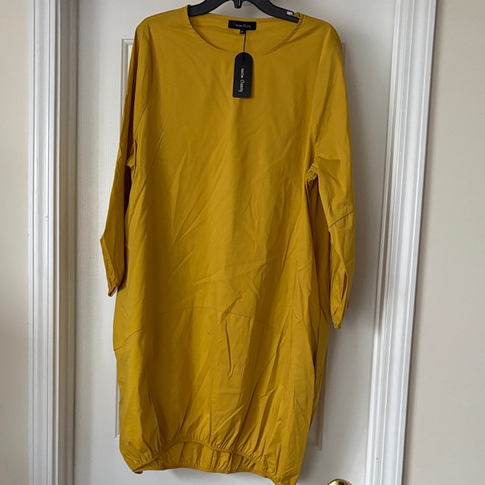 Buxom Mustard Quarter Sleeve Bubble Dress